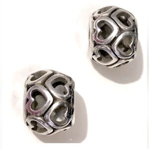 ♥️Price ⤵️! Two 🆕 Brighton Open Heart beads Silver plated with cut-out hearts